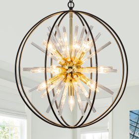 Black and Gold Chandelier Modern Chandeliers for Living Room 10-Light Globe Sputnik Chandelier 22 Inch Round Hanging Chandelier for Foyer Entryway Stairway Kitchen Island